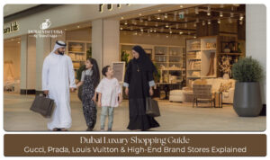 Luxury shopping in Dubai featuring designer boutiques, premium malls, and high-end fashion brands
