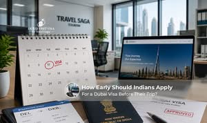 Indian traveler preparing Dubai visa documents before their planned trip.