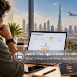 Traveller checking the status of a pending Dubai visa application.