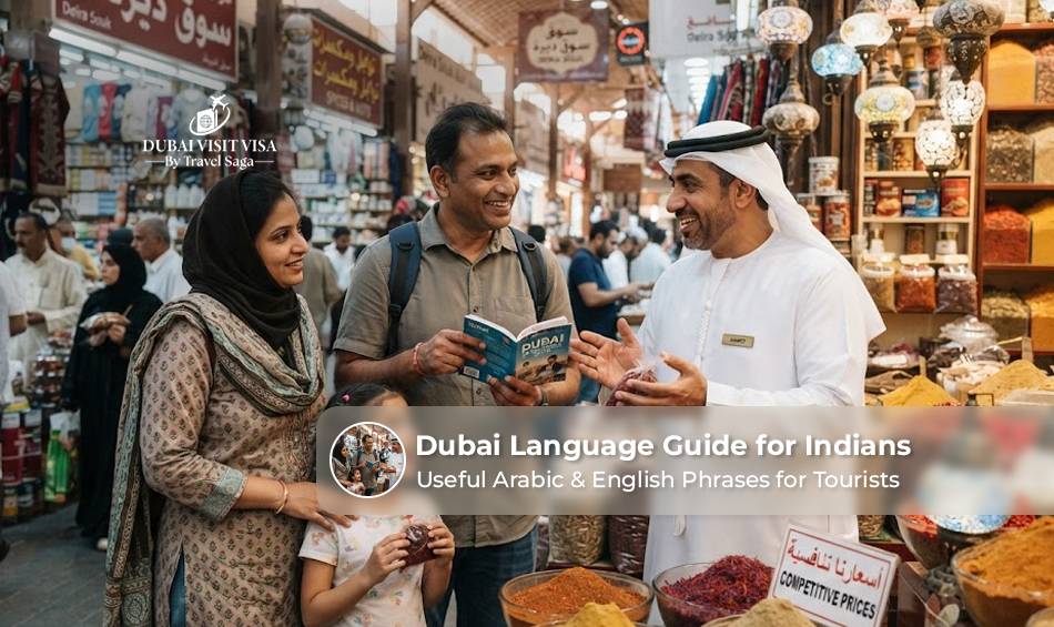 Indian travellers communicating comfortably in Dubai during their visit.