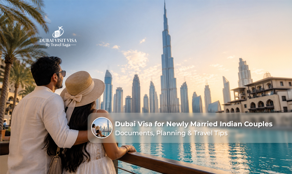 Dubai visa requirements for newly married Indian couples travelling together.